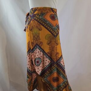 Bohemian Wrap Skirt with Geometric Patterns